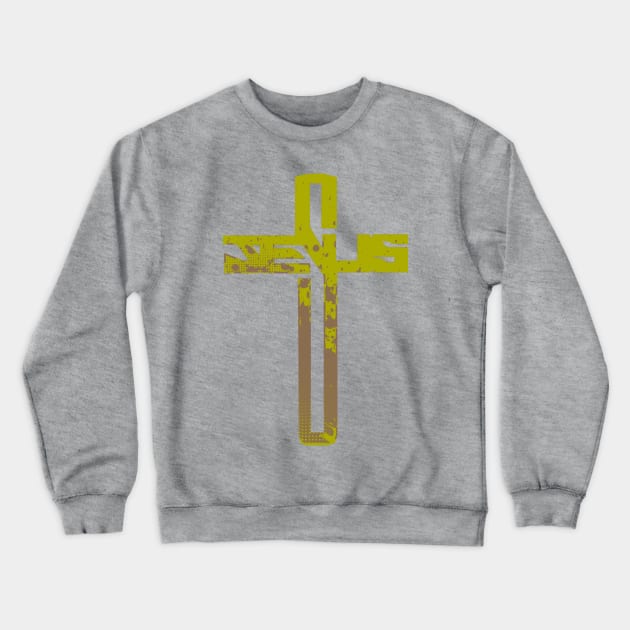 Jesus Cross - Green Crewneck Sweatshirt by AlondraHanley